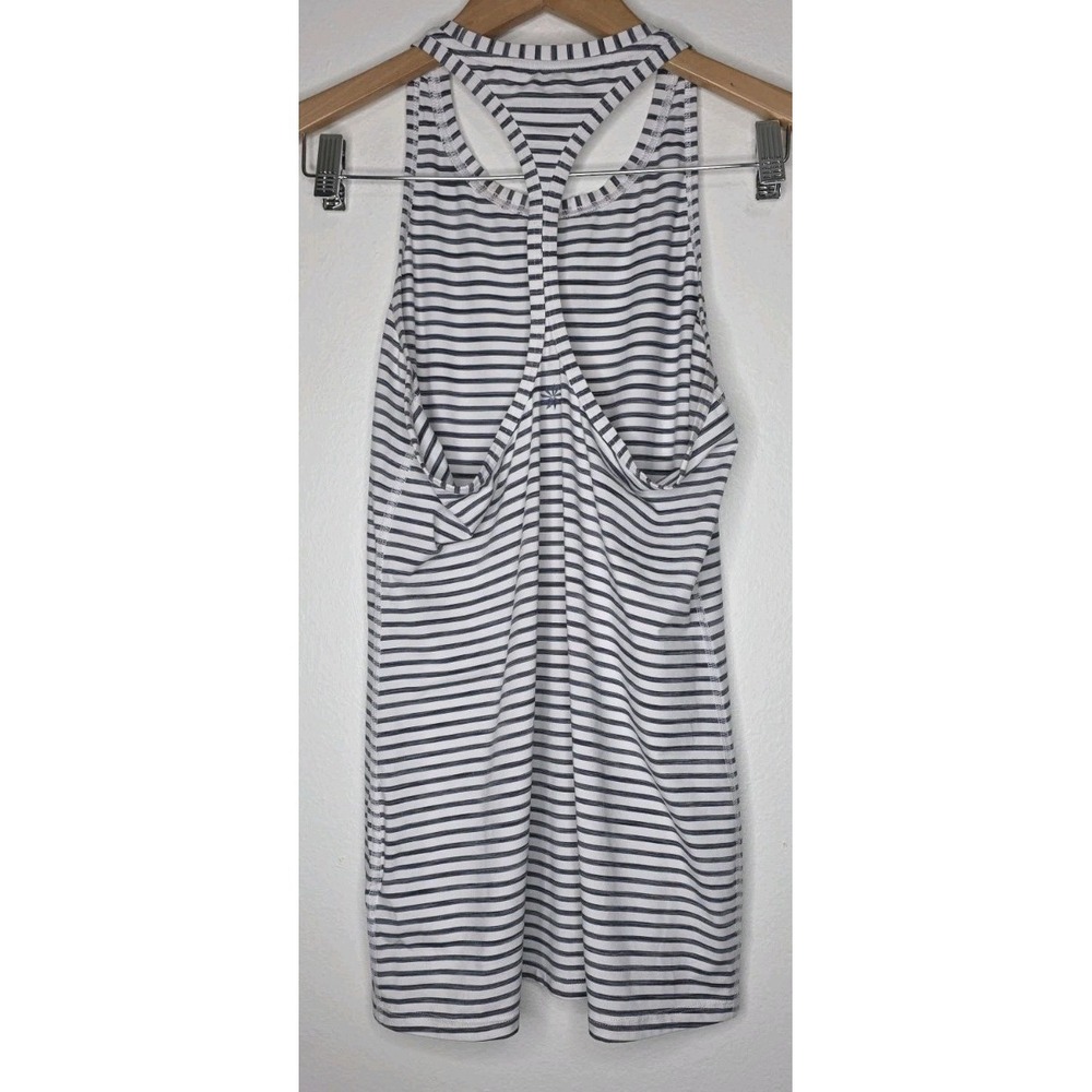 3pc Athleta Women Striped Racerback‎ Scoop Neck Stretch Tank Top White Black Grn - Picture 5 of 11